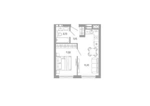 1-к квартира, вторичка, 34м2, 18/25 этаж