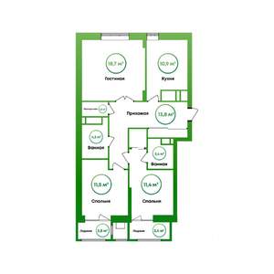 3-к квартира, вторичка, 82м2, 15/16 этаж