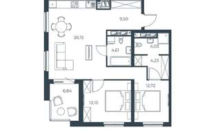 2-к квартира, вторичка, 81м2, 29/30 этаж