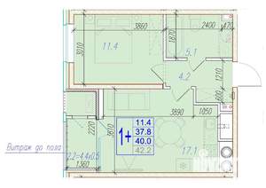 1-к квартира, вторичка, 40м2, 1/18 этаж