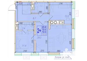 2-к квартира, вторичка, 72м2, 4/18 этаж