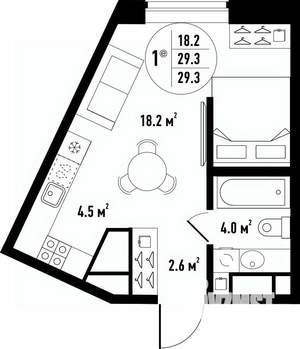 1-к квартира, вторичка, 29м2, 16/24 этаж