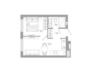 1-к квартира, строящийся дом, 32м2, 6/25 этаж