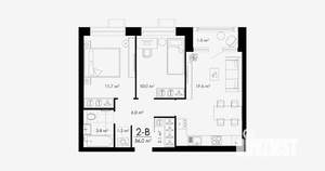 2-к квартира, вторичка, 56м2, 1/24 этаж