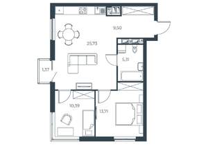 2-к квартира, строящийся дом, 66м2, 25/30 этаж