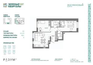 2-к квартира, вторичка, 62м2, 5/25 этаж