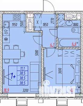2-к квартира, вторичка, 39м2, 16/25 этаж