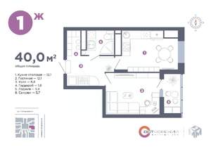 1-к квартира, вторичка, 40м2, 3/25 этаж