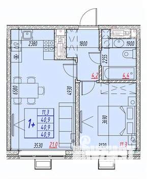 2-к квартира, вторичка, 41м2, 23/25 этаж
