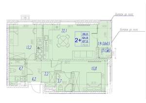 2-к квартира, вторичка, 68м2, 4/17 этаж
