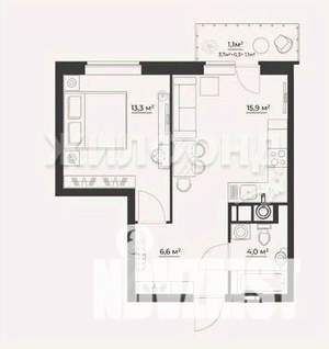 1-к квартира, вторичка, 40м2, 7/10 этаж