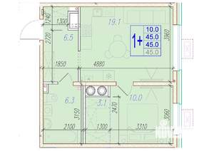 1-к квартира, вторичка, 45м2, 1/18 этаж