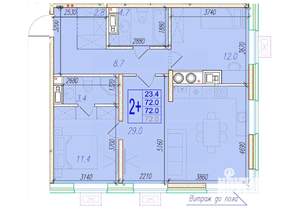 2-к квартира, вторичка, 72м2, 7/18 этаж