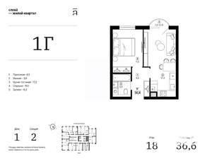 1-к квартира, вторичка, 37м2, 18/25 этаж