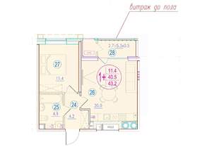 1-к квартира, вторичка, 43м2, 3/20 этаж