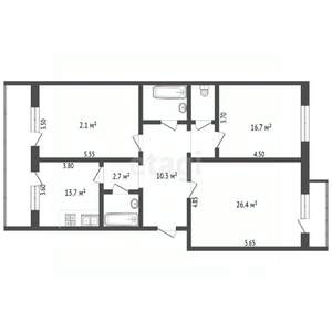 3-к квартира, вторичка, 100м2, 5/5 этаж