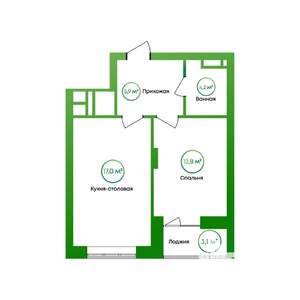 1-к квартира, вторичка, 42м2, 10/16 этаж