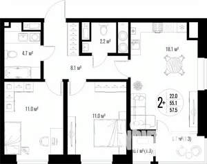 2-к квартира, вторичка, 58м2, 3/17 этаж
