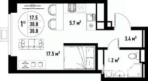 1-к квартира, вторичка, 31м2, 13/25 этаж
