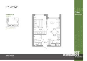 1-к квартира, вторичка, 33м2, 13/25 этаж