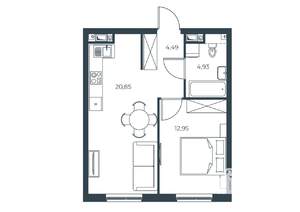 1-к квартира, вторичка, 43м2, 8/30 этаж
