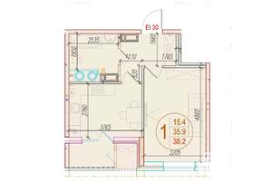 1-к квартира, вторичка, 38м2, 16/25 этаж