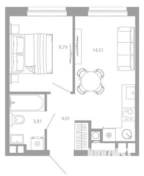 1-к квартира, вторичка, 32м2, 7/26 этаж