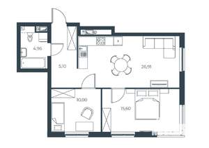 2-к квартира, вторичка, 63м2, 10/30 этаж