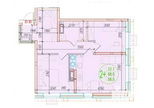 2-к квартира, вторичка, 59м2, 14/25 этаж
