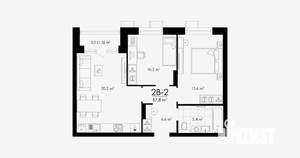 2-к квартира, вторичка, 58м2, 3/23 этаж