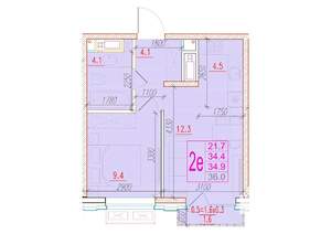 2-к квартира, вторичка, 35м2, 7/24 этаж