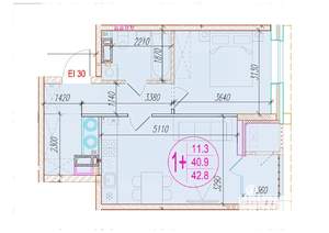 1-к квартира, вторичка, 43м2, 23/25 этаж