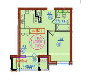 1-к квартира, вторичка, 40м2, 5/20 этаж