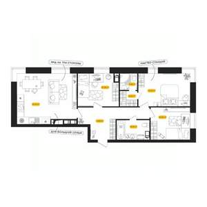 3-к квартира, вторичка, 82м2, 2/24 этаж