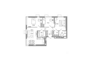 3-к квартира, вторичка, 79м2, 22/25 этаж