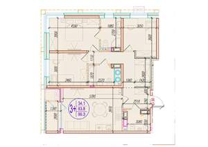 3-к квартира, вторичка, 86м2, 24/25 этаж