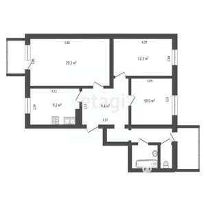 3-к квартира, вторичка, 74м2, 6/9 этаж
