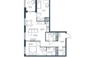 2-к квартира, вторичка, 77м2, 27/30 этаж