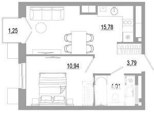 1-к квартира, вторичка, 36м2, 9/18 этаж