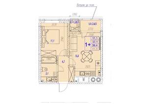 1-к квартира, вторичка, 39м2, 1/17 этаж
