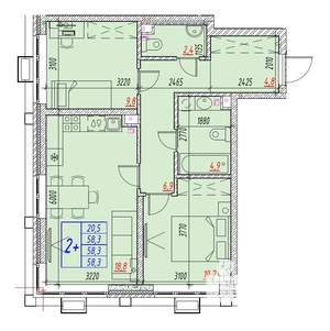 3-к квартира, вторичка, 58м2, 3/25 этаж