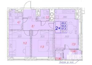 2-к квартира, вторичка, 57м2, 13/17 этаж
