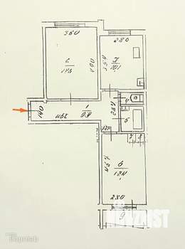 2-к квартира, вторичка, 55м2, 1/9 этаж