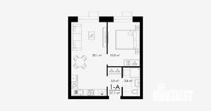 1-к квартира, вторичка, 38м2, 18/23 этаж