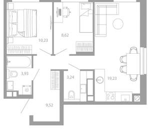 2-к квартира, вторичка, 55м2, 3/26 этаж