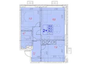2-к квартира, вторичка, 54м2, 2/17 этаж