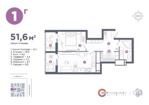 1-к квартира, вторичка, 52м2, 2/25 этаж