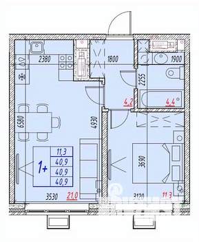 2-к квартира, вторичка, 41м2, 19/25 этаж