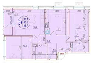 3-к квартира, вторичка, 83м2, 8/18 этаж