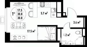 1-к квартира, вторичка, 31м2, 24/25 этаж